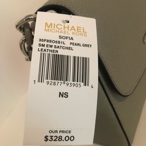 🌸🍃 Michael Kors Grey leather Sofia Crossbody Purse - Picture 7 of 8